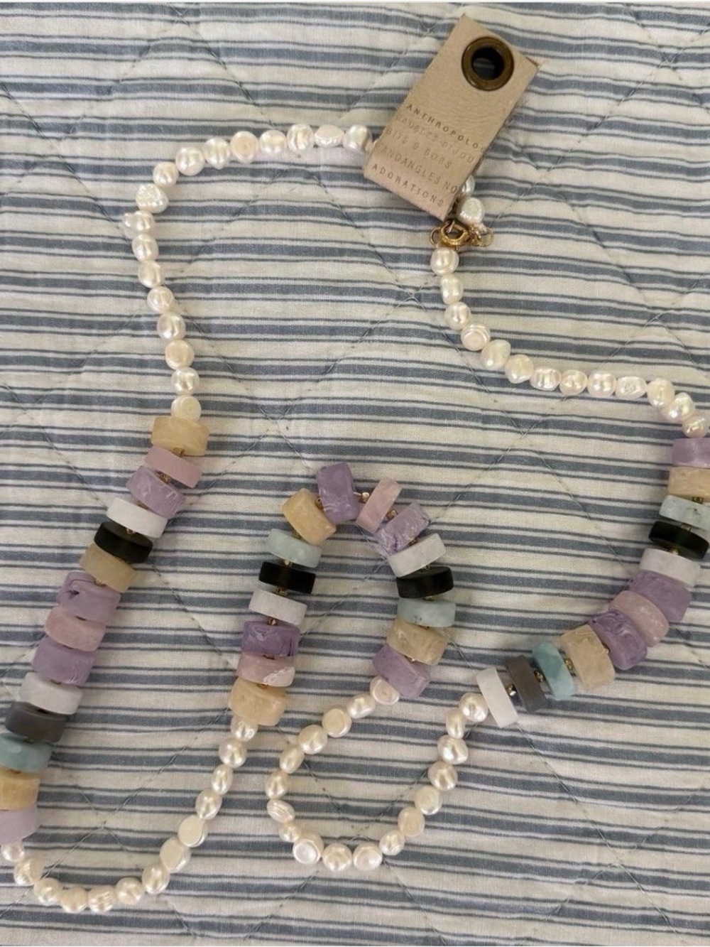 NWT Anthropologie Pearl and Pastel Gemstone Beaded Necklace - Women Jewelry